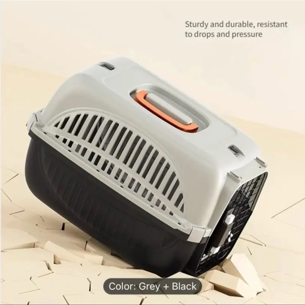 Pet Carrier with Ventilation - Grey and Black